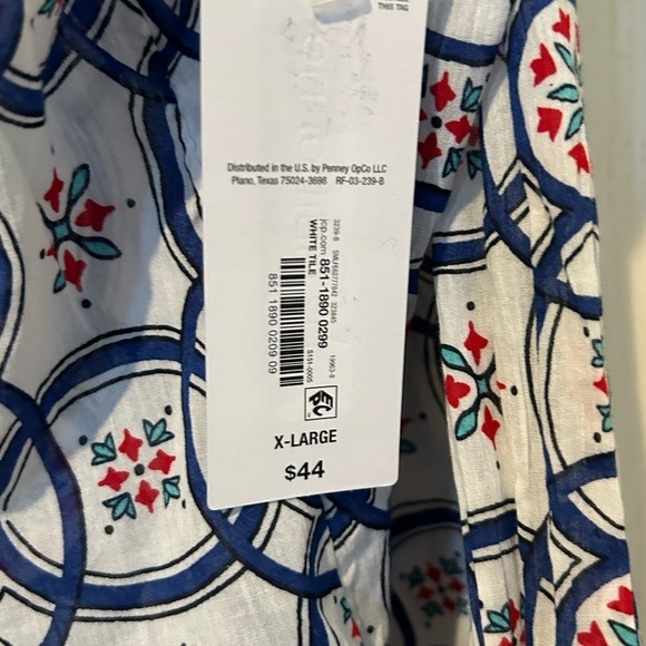 NWT Liz Claiborne “White Tile” Design Long Sleeve Blouse - Picture 6 of 7